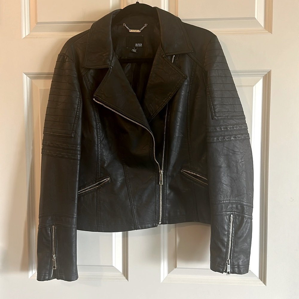 a.n.a Black Faux Leather Moto Jacket